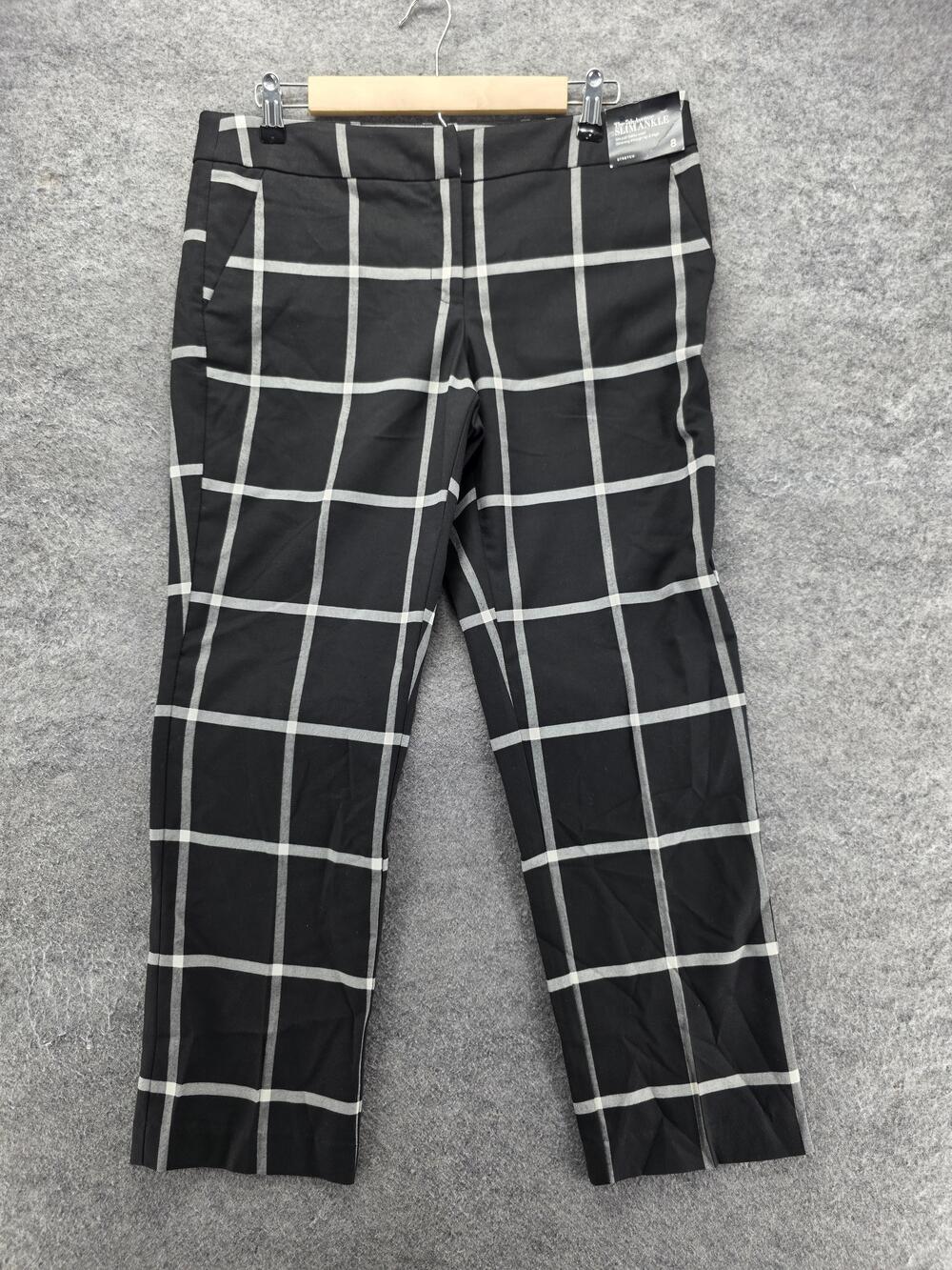 New York & Company Pants Womens 8 Black Plaid 7th Avenue Slim Ankle 28.5 In